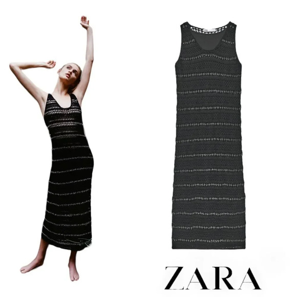 ZARA | Black | KNIT DRESS WITH METALLIC THREAD - Picture 1 of 6